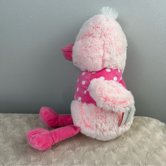 Gitzy Pink Duck Plush Stuffed Animal Toy White Polka Dots Rattle Duckie - Picture 3 of 6